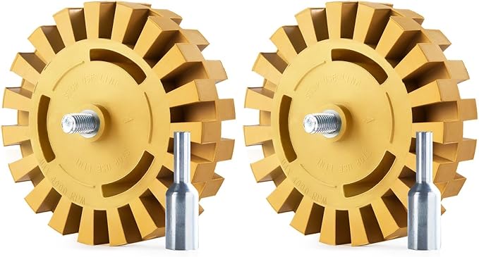 2 Pack Decal Remover Eraser Wheel Rubber Eraser Wheel for Drill Removes Car Stripes Vinyl Tapes and Graphics Rubber Eraser Wheel Tool Kit for Cars, RV, Motorcycles Sticker Remover Tool
