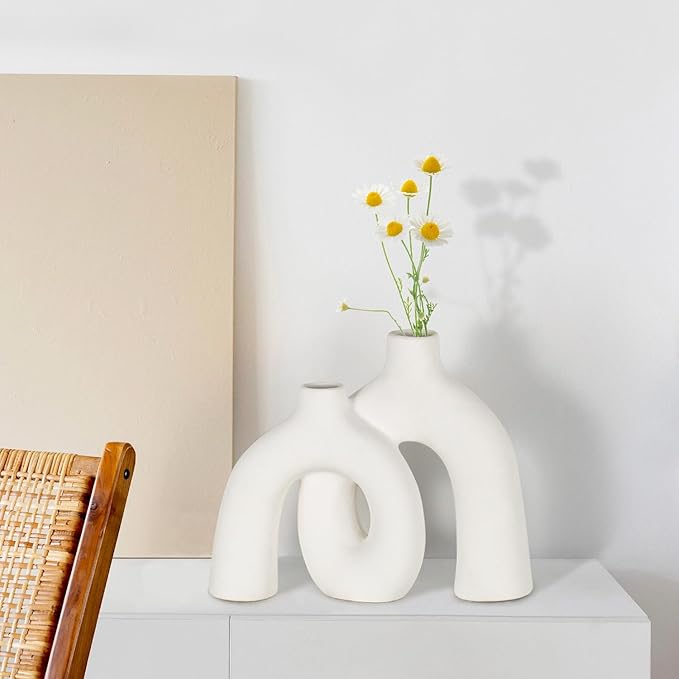 Sculptural Ceramic Vase — Intertwined Figure Design, Minimalist Statement Piece