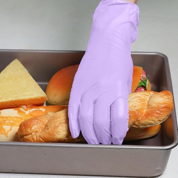 Disposable Gloves Small, Nitrile and Vinyl Blend Material Gloves, Latex Free 4 Mil 100 Pc Food Grade Glove for Cleaning, Food Prep, Hair Dye, Tattoo, Purple