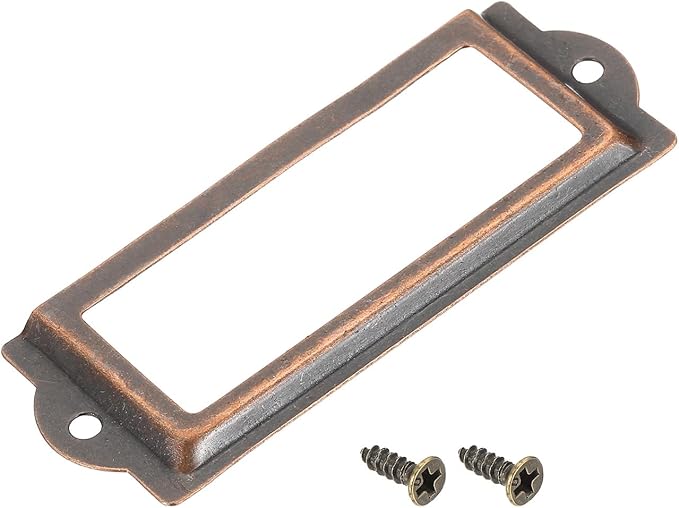 uxcell Metal Label Holders, 83x30mm 40pcs File Name Card Tag Label Holder Frame for Office Library Drawer Cabinet Shelves, Copper Tone
