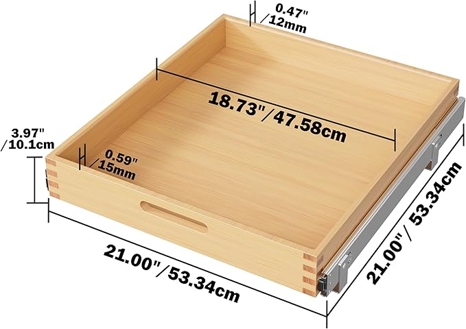 Pull Out Drawers for Cabinets 21"W x 21"D, Heavy-Duty Slide Out Wood Drawer Shelf, Pull Out Cabinet Organizer 100 lbs Capacity, Base Cabinet Organization for Kitchen, Pantry