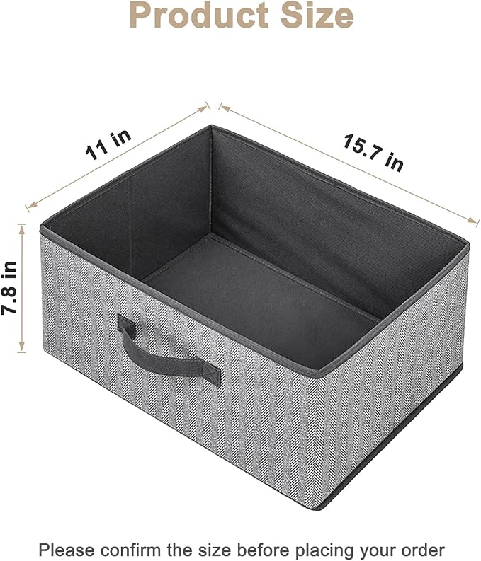 15.7 Inch Storage Baskets, Woven Fabric Bins, Storage Cubes with Reinforced Handles, Organizer Bins for Closet Shelves, Foldable, for Clothes (Gray, 4PCS/15.7*11*7.8inch)
