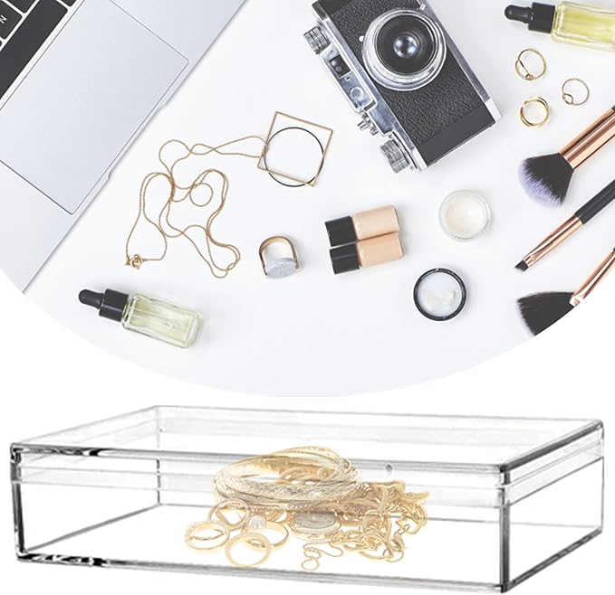 Acrylic Display Box with Lid - Clear Plastic Square Cube - 8 Pieces - Small - Wedding Party Gift Box - 4.3x2.8x1 Inch