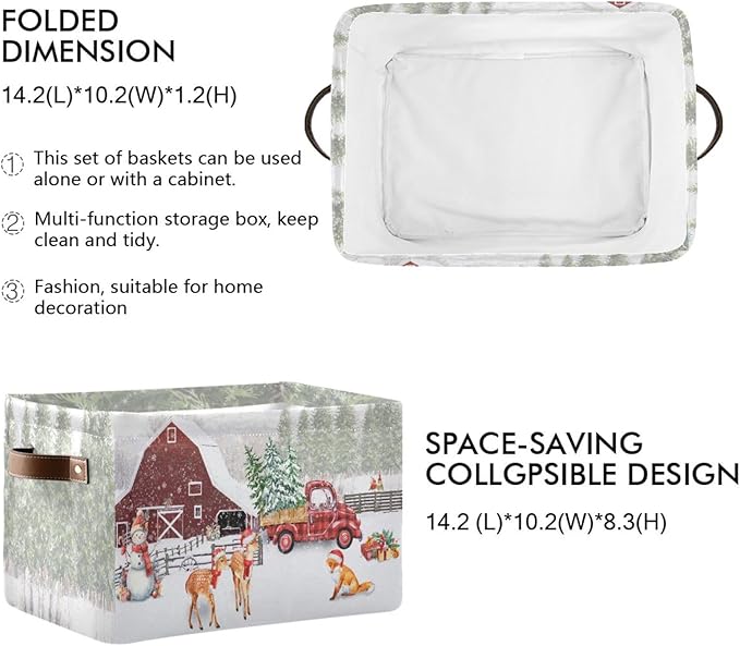 Christmas Rectangular Storage Basket Organizer Bin Shelf Baskets For Clothes Gifts For Home Office Dorm