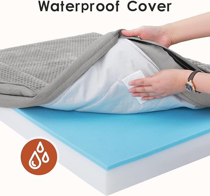 Orthopedic Dog Beds Large Sized Dog, 41x27x6 Inches Memory Foam Pet Bed for Large Dogs, Washable Removable Cover, Nonskid Bottom, Waterproof, Light Grey