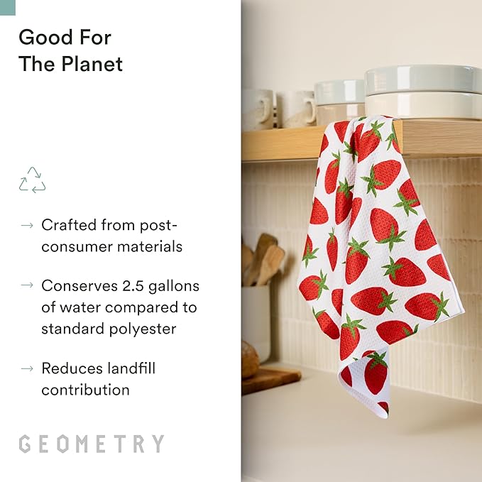 Spring Kitchen Towels - Quick Dry Microfiber Cloth Spring & Summer Dish Towels for Kitchen Drying - Premium Quick Dry Towel - Strawberry Sunshine, 18" x 30" - 2-Pack