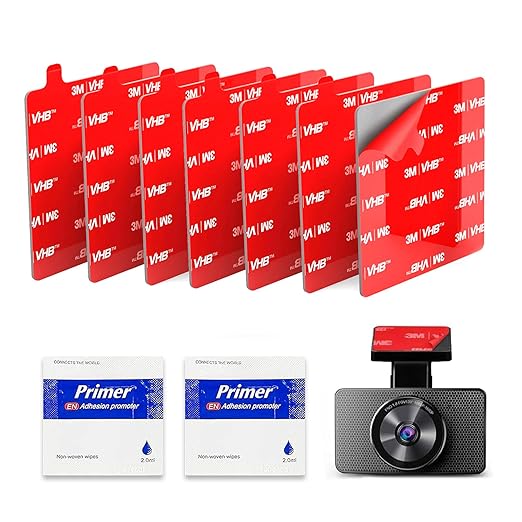Double Sided Tape Heavy Duty, 4pcs Square 2.8" Heat Resistant Double-Sided Adhesive Pads, Adhesive Sticky Pads for Car Phone Holder Mount & Dash Cam with Adhesion Promoter
