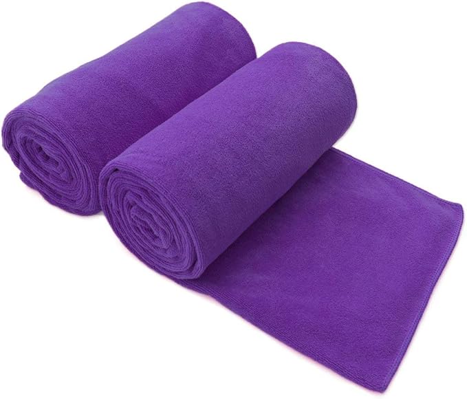 Microfiber Bath Towels, 2 Pack Extra Large Microfiber Towel for Body, 30" x 60", Oversized, Ultra Soft, Super Absorbent, Fast Drying, Perfect for Bathroom, Shower, Sauna, Yoga, Gym, Violet