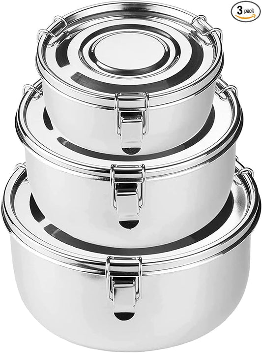 LEEPENK Premium Stainless Steel Food Storage Containers 304 Grade The Original Leak-Proof, Airtight, Smell-Proof - Perfect For Camping Trips, Lunches, Leftovers, Soups, Salads