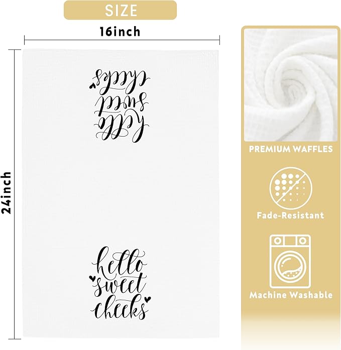 Funny Kitchen Towels Gifts, Hello Sweet Cheeks Hand Towels Decoration for Bathroom (16x24 inches)