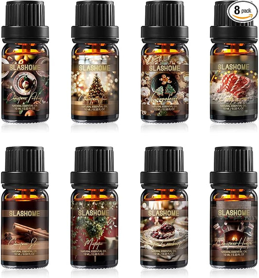 Christmas Essential Oils Set | 8 Pcs Xmas Essential Oils for Diffusers for Home, Fragrance Oil for Candle, Aromatherapy Gift Set for Women & Men