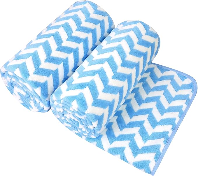 Microfiber Bath Towels, Bath Towel 2 Pack(30" x 60"), Oversized, Soft, Super Absorbent and Fast Drying, Multipurpose Use for Sports, Fitness, Yoga, Chevron Blue