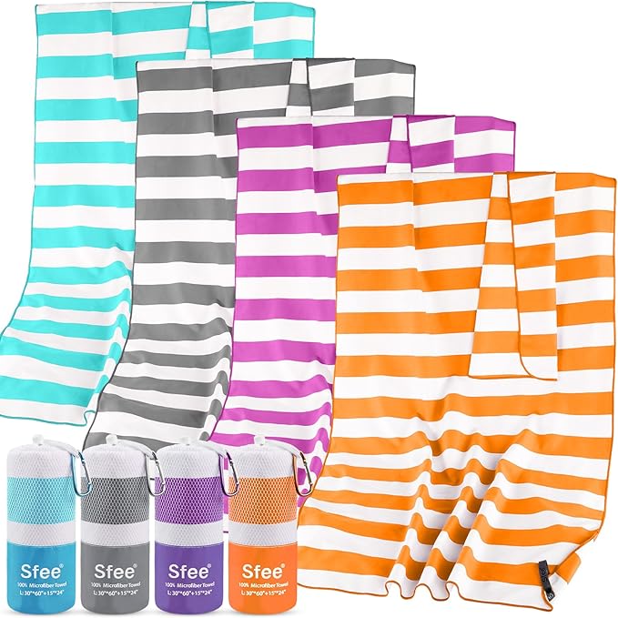 2 in 1 Microfiber Beach Towel, Quick Dry Towel Camping Travel Towel Super Absorbent Compact Lightweight Sports Gym Towel Set for Beach, Gym, Hiking, Pool, Backpacking, Bath, Yoga