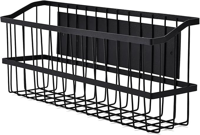 Magnetic Storage Basket, Large Magnetic Fridge Basket with Strong Magnet for Kitchen Laundry Room Office School Organization and Home Dryer Ball Storage, 14.96"x3.74"x5.91"