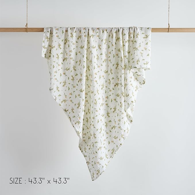 Meracorallo Muslin Swaddle Blanket, 100% Cotton Receiving Blanket Soft and Breathable Swaddle Wrap for Baby Boys and Girls, Flower
