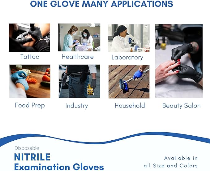 Low Derma Nitrile Exam Gloves, Chemo drug tested, Latex free, Powder free, Berry Blue, 3.5 mil, S, M, L, XL