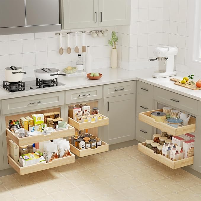 Pull Out Drawers for Cabinets, 19½” W x 21” D Soft Close Slide Out Drawers for Kitchen Cabinets, Cabinet Pull Out Shelves Requires At Least 20½” Cabinet Opening