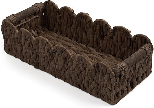 Toilet Paper Storage Basket Bathroom Counter Organizer Wicker Baskets for Organizing Cute Basket for Bedroom Nursery Room Kitchen Bathroom Decor -Dark Brown