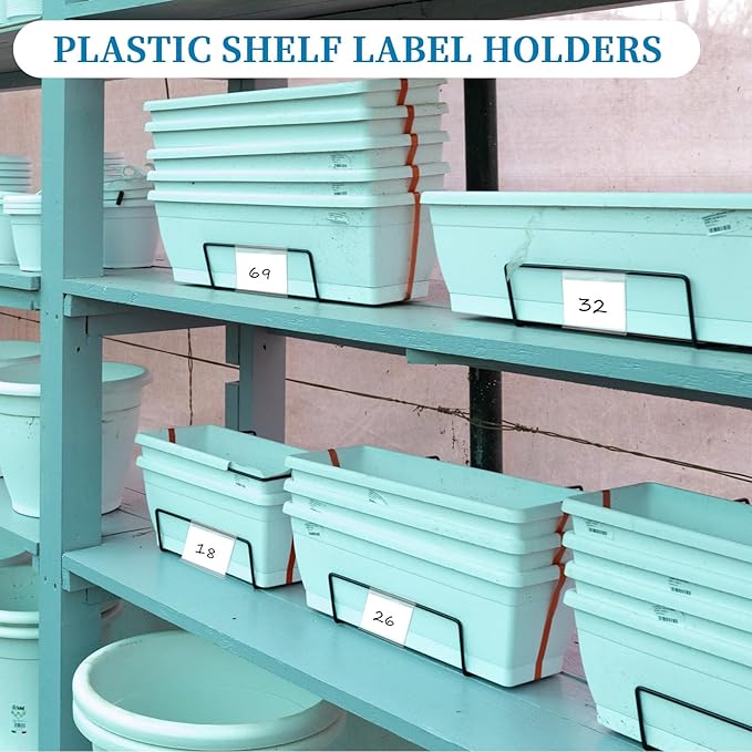 200 Pcs Reusable Plastic Wire Shelf Label Holder, Basket Bin Clip On for Pantry Retail Merchandise Shopping Mall Store Shop Supermarket and Ticket Display Holder, Clip-On Design, 2.4 x 1.7 in