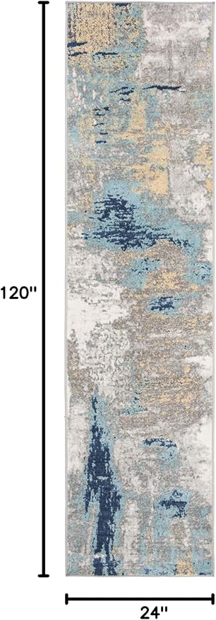 SAFAVIEH Jasper Collection Runner Rug - 2' x 10', Grey & Gold, Modern Abstract Design, Non-Shedding & Easy Care, Ideal for High Traffic Areas in Living Room, Bedroom (JSP101A)