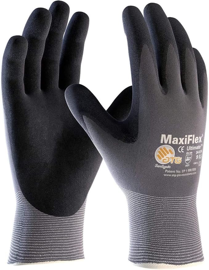 34-874 Seamless Knit Nylon Gloves with Nitrile Coat and Micro Foam Grip on Palm and Fingers