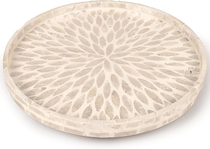 CLAYNIX Mother of Pearl Turntable Organizer - Table & Countertop, Cabinet & Pantry Lazy Susan (12.5 in)
