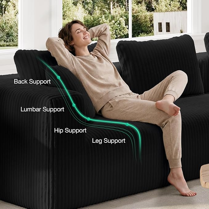 Novilla Modular Sectional Sofa, Modern Cloud Sectional Couch with Smarts Coil® Support, Upholstered Boneless Couch for Living Room Apartments Bedroom, No Assembly Required (Armless Chair)
