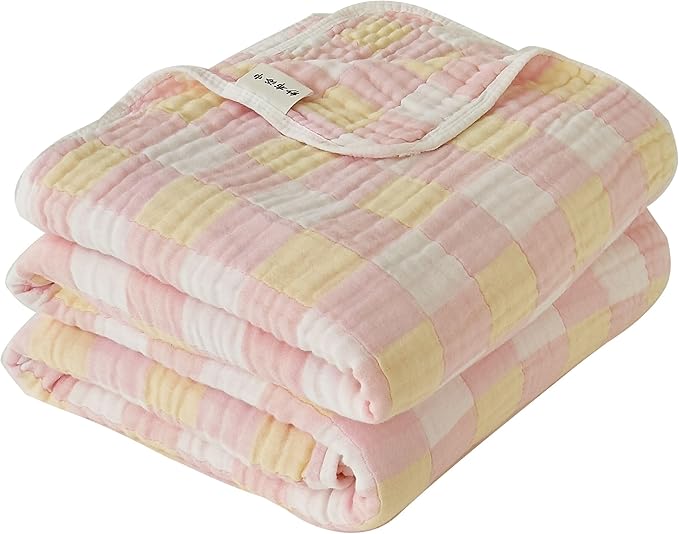 Ultra Soft Cozy 6-Layer Muslin 100% Cotton Checkered King Bed Blanket Breathable Lightweight Checkboard Bed Blankets Decorative for Sofa Bed All Seasons Both Sides (Mix, King 90" 104")