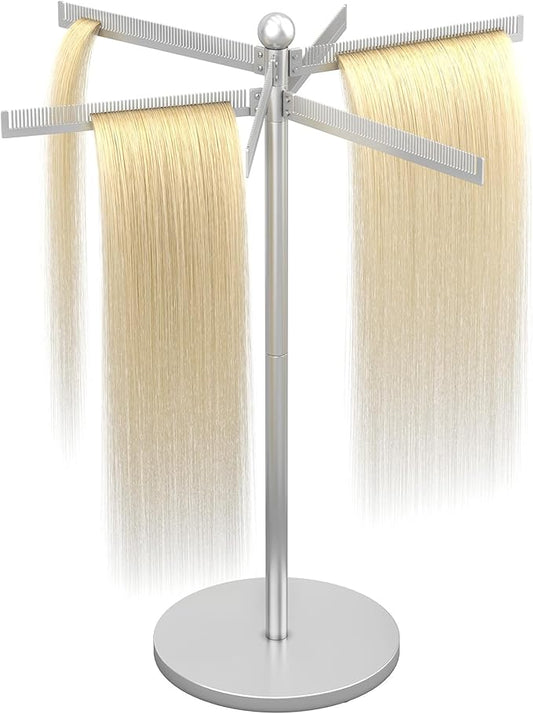 Metal Hair Extension Holder - Hair Separator for Braiding, Six-Tooth Comb Wig Storage Rack, Hair Display Stand for Salon, Braiding Hair Rack for Barber Shop