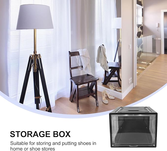 Large Shoe Storage Box Lid, Stackable Sneaker Organizer for Men and Women, Practical Home Shoe Cabinet Container