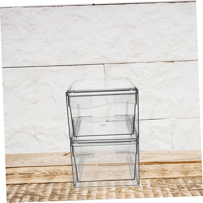CHILDWEET 2pcs Acrylic Makeup Organizer Stackable Desktop Storage Box for Cosmetics and Items Stylish Vanity Organizer for Bathroom and Bedroom Use