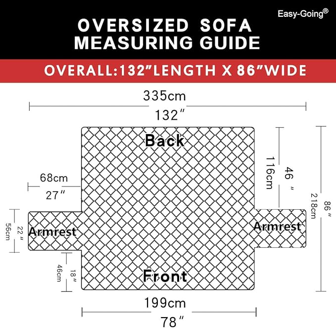 Easy-Going Reversible Oversized Couch Cover for 3 Cushion Couch Sofa Cover for Dogs Water Resistant Furniture Protector Cover with Foam Sticks for Pet (Oversized Sofa, Gray/Light Gray)
