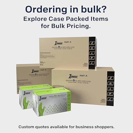 1st Choice 6 mil Green Gloves, Disposable, Latex Free, Raised Diamond Grip, Mechanic Glove for Men, XLarge, 2 Boxes of 100