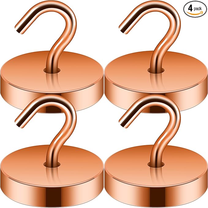Neosmuk Magnetic Hooks, Cruise Ship Essentials, 10lb+ Heavy Duty Magnetic Hooks for Cruise Cabins, Refrigerator, Grill, Hanging, and Travel | Extra Strong Must-Haves Magnet Hook,Bronze