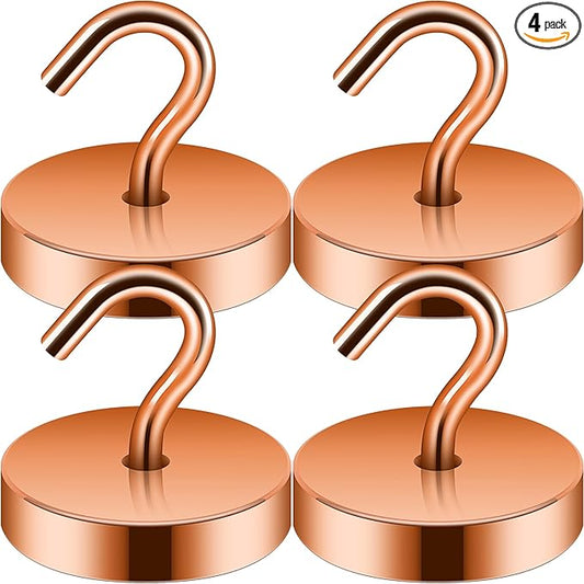 Neosmuk Magnetic Hooks, Cruise Ship Essentials, 10lb+ Heavy Duty Magnetic Hooks for Cruise Cabins, Refrigerator, Grill, Hanging, and Travel | Extra Strong Must-Haves Magnet Hook,Bronze