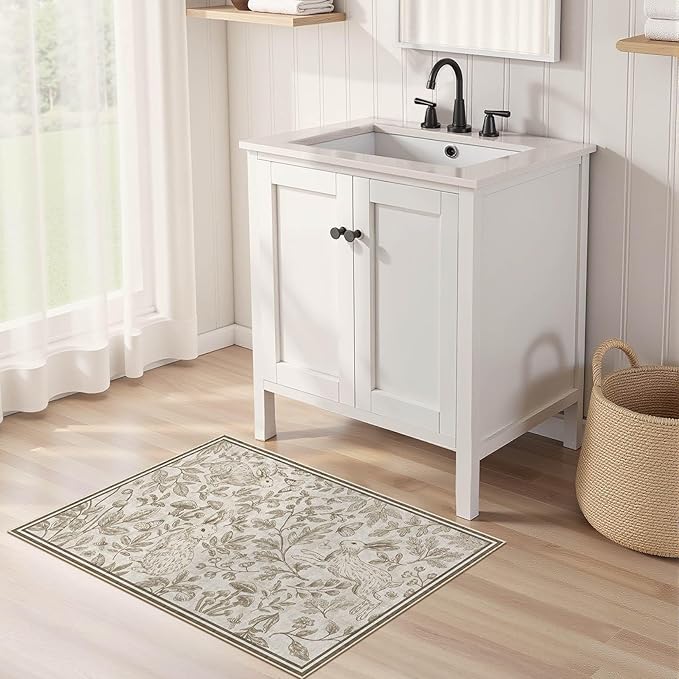 Vintage Living Room Area Rug 2x3 - Large Soft Washable Oriental Traditional Distressed Farmhouse Rugs for Bedroom - Indoor Floor Accent Carpet for Home Office House Decor -Easter Light Brown
