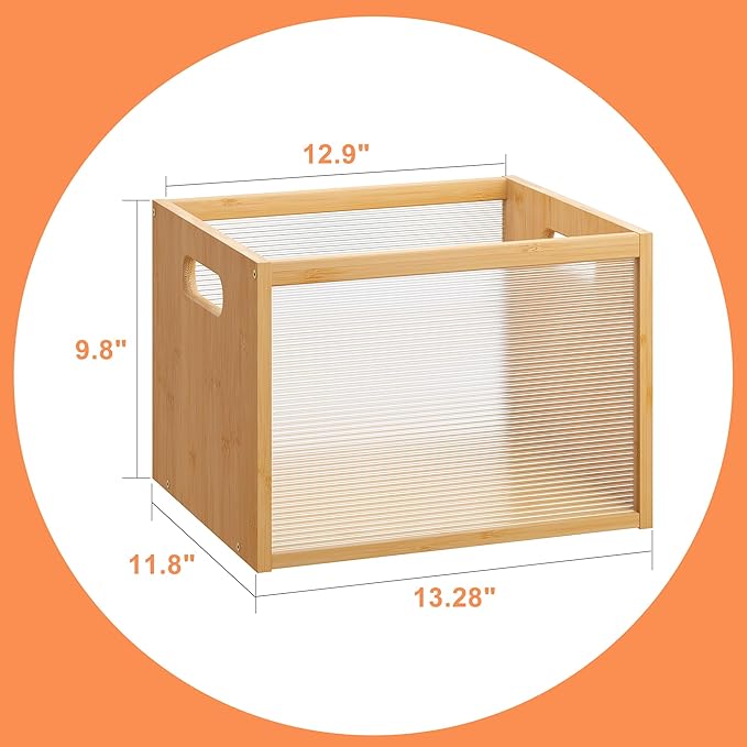 GHWIE Record Storage Holder LP Record Storage ，Visible Record Holder Crate with Handle，Great for Storing Vinyl Records/Albums, Folders, Books, Toys and Clothes