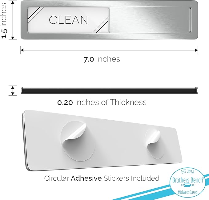 Stainless Steel Clean Dirty Magnet for Dishwasher, Magnetic Dishwasher Clean Dirty Sign with Protective Backing & Adhesives, Kitchen Accessories Decor, Premium Dirty Clean Dishwasher Magnet