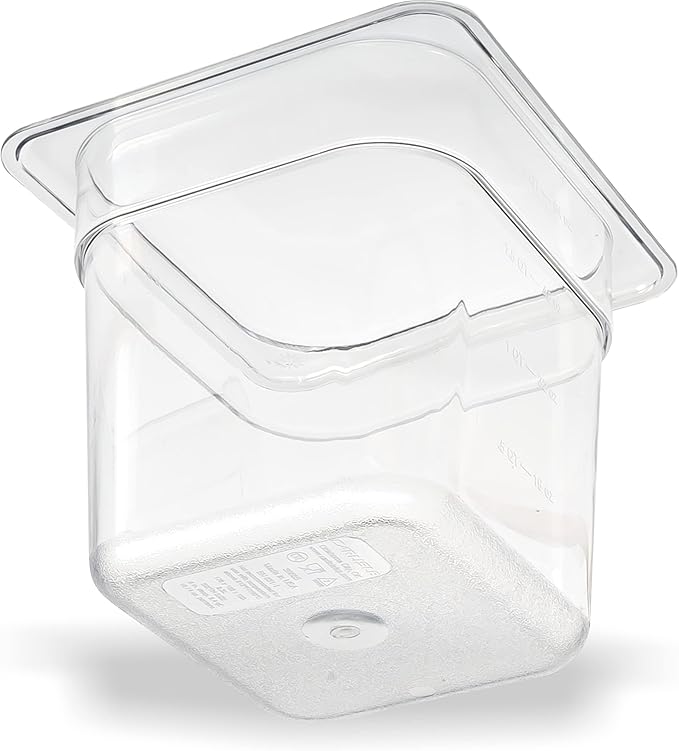 Carlisle FoodService Products Storplus Food Pan, Food Storage Container with Spoonable Corners for Catering, Buffets, Restaurants, Polycarbonate (Pc), 1/6 Size 6 Inches Deep, Clear