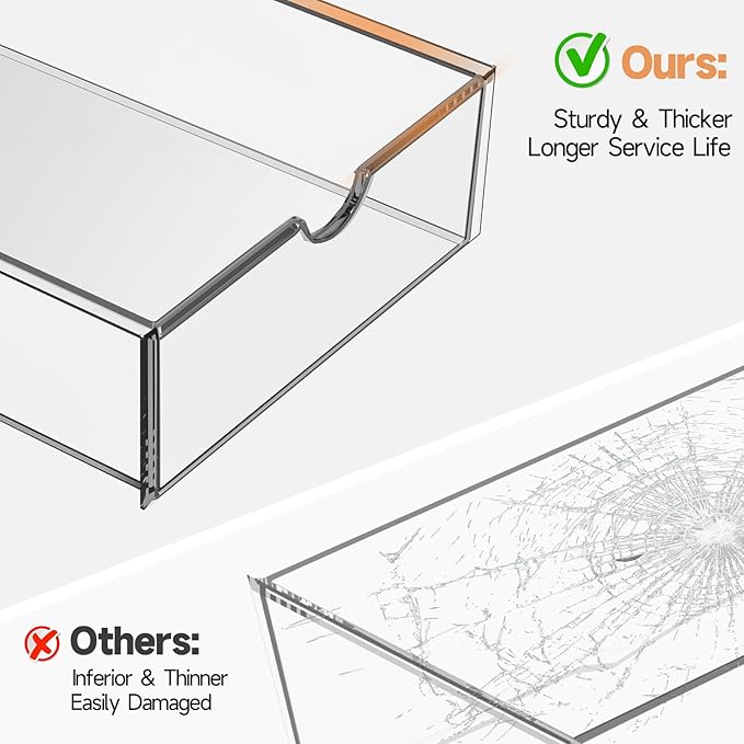 Makeup Drawer Storage Organizer with 13 Drawers, 3 Set Acrylic Office Desk Organization and Storage, Dustproof Drawer Organizer for Makeup, Office, Countertop, Jewelry, Pen, Desktop, Bathroom, Bedroom