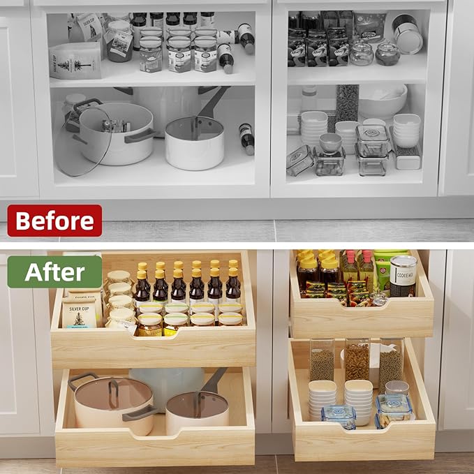 Pull Out Drawers for Cabinets, 31½” W x 21” D Soft Close Pull Out Cabinet Organizer, Cabinet Pull Out Shelves Requires At Least 32.5” Cabinets Opening