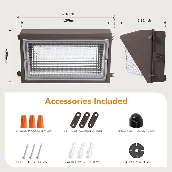 120W LED Wall Pack Light Dusk to Dawn,5000K 16000LM Wallpack Light with photocell,100-277V 800W HPS Equivalent,Waterproof Outdoor Commercial Industrial Security Lighting for Warehouse, ETL Listed