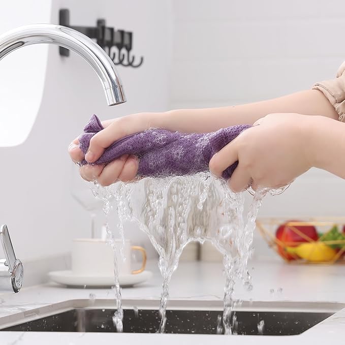 Kitinjoy 100% Cotton Waffle Weave Kitchen Hand Towels (13 X 28 Inches, Lavender), 8-Pack Super Soft and Absorbent Dish Towel for Drying Dishes