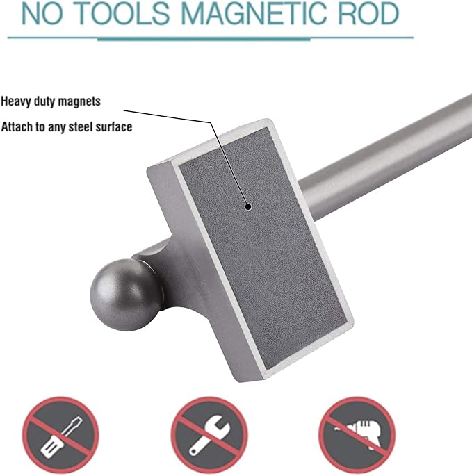 WL.Rocaille Magnetic Curtain Rods for Metal Doors Multi-Use Adjustable Rods Tool Free for Iron and Steel Place 1/2" Diameter, with Petite Ball Finials (4 Pack,9"-16",Pewter)