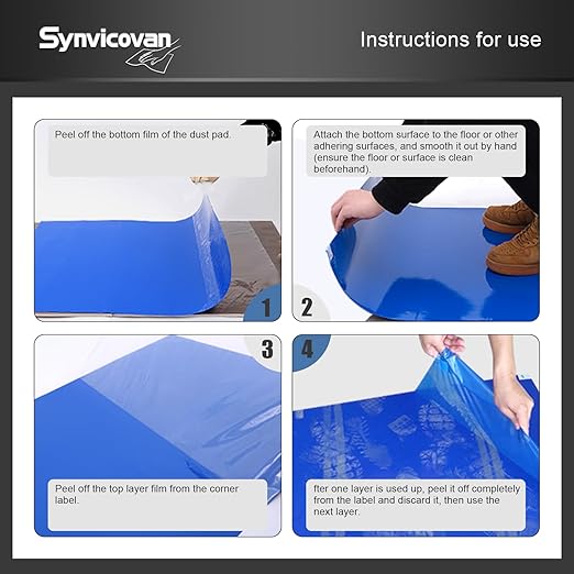 18" x 36" Blue Sticky Mat Tacky Pads Adhesive Floor Mat (5 Packs,150 Sheets,30 Sheets/Pack） for Cleanroom Laboratory Hospital Construction Pets Home Indoor Gymnasium and Workshop