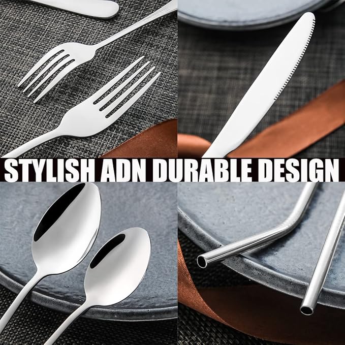 56 Pieces Silverware Service for 8 Flatware Set Stainless Steel Utensils Cutlery Set Dishwasher Safe