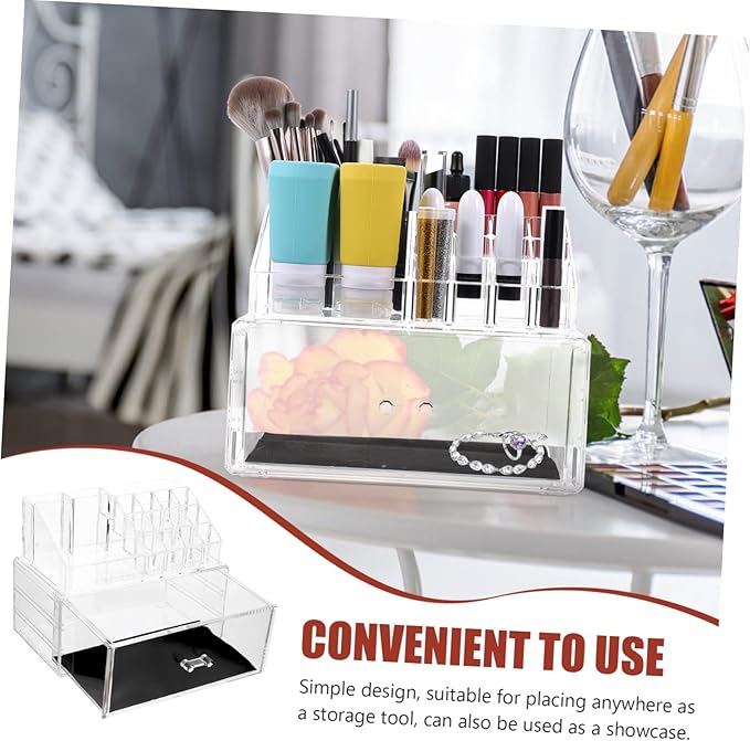 Angoily Makeup Storage Organizer Box Acrylic Case Organizer Cosmetic Storage Case Display Lipstick Foundation Organizer