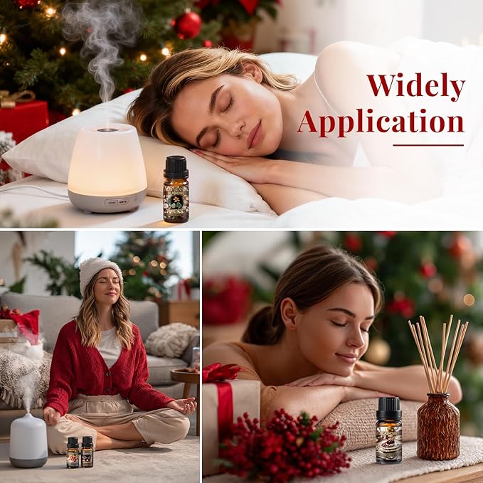 Christmas Essential Oils Set | 8 Pcs Xmas Essential Oils for Diffusers for Home, Fragrance Oil for Candle, Aromatherapy Gift Set for Women & Men