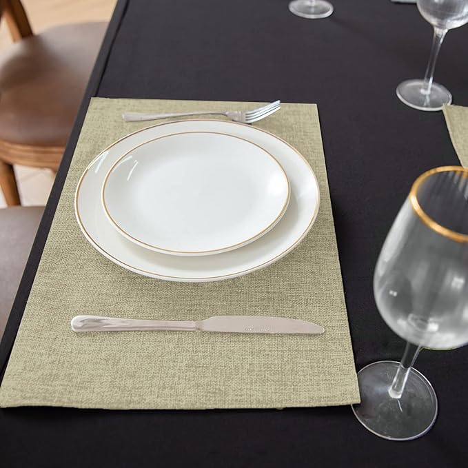 Linen Placemats Set of 4 - Machine Washable Heat Resistant Table Mats