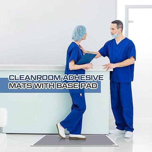 Nuanchu Adhesive Mat Pad Include 1 Sticky Non Slip Base Pad 2 Tacky Dust Mats Construction of 30 Sheets (60 Sheets Total) for Clean Room Science Lab Matting Laboratory Hospital(Gray,24x36 Inches)